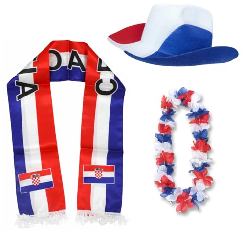 Sonia Originelli Fanset Fanartikel Fanhut Blumenkette Fanschal WM EM Farbe: Kroatien