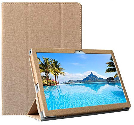 YGoal Hülle für VASTKING KingPad K10, Premium PU Leder Ständer Business Folio Case Cover mit Multi-Angle für VASTKING KingPad K10, Gold