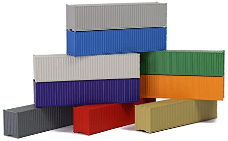 Evemodel 9Stk. Container Versand Güterwagen Spur N Modelleisenbahn Wagen 1:160 (40ft)