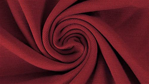 Jersey Yara Uni 220g/m² 1 m Schritte, Stoffe Meterware, Öko-Tex Baumwolljersey (Dunkelrot-618)