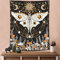 Accnicc Pilz-Wandteppich, Motten-Wandteppich, orange, Sonne, Mond und Stern, Wandbehang, Vintage, indisch, Hippie, schwarz, beige, Wohnzimmer (orange, 111.8x152.4 cm)