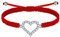 J.Endéar Bracelet Multicolore Coeur Femmes Fille 925 Argent Sterling, Bracelet Cordon Tressé Fait Main Réglable 16 + 8cm, Cadeau d'anniversaire de Noël, Rouge