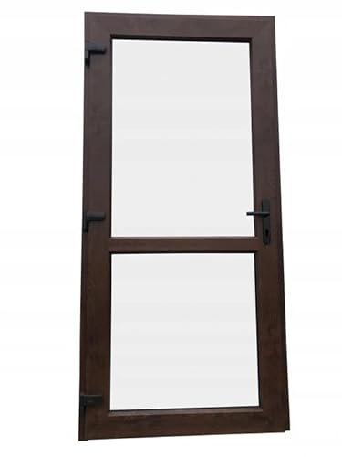 Otwarte Porta esterna in PVC. negozio, balcone, casa, economia. antracite, rovere dorato, noce, bianco (90x210 porta sinistra, noce)