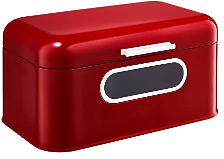 Ambition Brotkasten vintage retro Nordic Brotbehälter Edelstahl mit kleinem Fenster für Brot Kuchen 30x18,5x15,5 cm