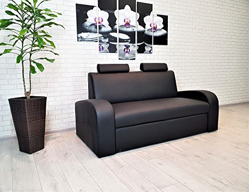 Quattro Meble Schwarzes Echtleder 2,5 Sitzer Sofa Antalya II Extra 2z 180cm mit Schlaffunktion Ledersofa Echt Leder Couch Leder Toledo große Farbauswahl !!!