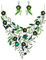Clearine Blatt und Blume Schmuckset Hochzeit Braut Cluster für Damen Party Kristall Emaille Erklärung Halskette und baumeln Ohrringe Schmuck Set Smaragd Grün Silber Ton
