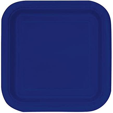 Trimming Shop Piatti da dessert quadrati resistenti da 17,8 cm, colore blu navy, piatti usa e getta, 18 cm, stoviglie di carta a tema colorato, per matrimoni, anniversari, compleanni, occasioni