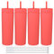 Volhoply 600ml Tumbler en Plastique Réutilisables Lot de 4,Tasse en Plastique à Double Paroi avec Couvercle et Paille,Gobelets à Café en Acrylique de Matte Libre BPA pour Soirées,Cadeaux(Rouge,4 Set)