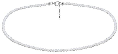 XEN Opal - Collier weiß 3 mm facettiert 48 + 5 cm 925 Silber 48