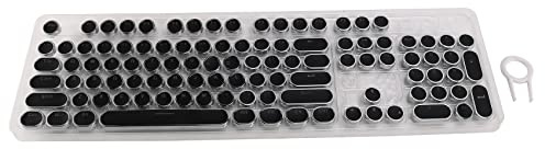 Zunedhys 104 Tasten Retro Runde Tastenkappen Doppel Objektiv DIY Schreibmaschine Tastenkappen für Hintergrundbeleuchtung Mechanische Tastatur Runde Tastenkappen Schwarz