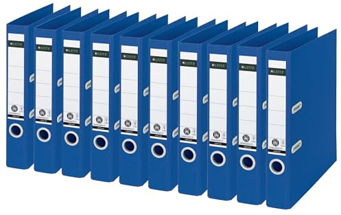 Leitz Recycle Folder 180° A4 Pack 10 5 cm Spine for 350 Sh, Blue 350 Sheets | Patented 180 degree precision mechanism; Up to 350 A4 sheets capacity; For work, school or home