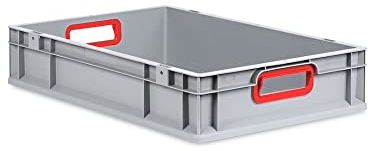 PROREGAL Eurobox NextGen Color | HxBxT 12x40x60cm | 23 Liter | Griffe rot offen | Glatter Boden | Eurobehälter, Transportbox, Transportbehälter, Stapelbehälter