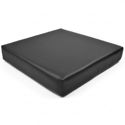 kissenfabrik-juwan Sitzauflage für Rollstühle und Bürostühle zur Druckentlastung | Sitzkissen mit Kunstlederbezug | Ergonomisches Rollstuhlkissen | Kunstleder (schwarz, 38 x 38 cm)
