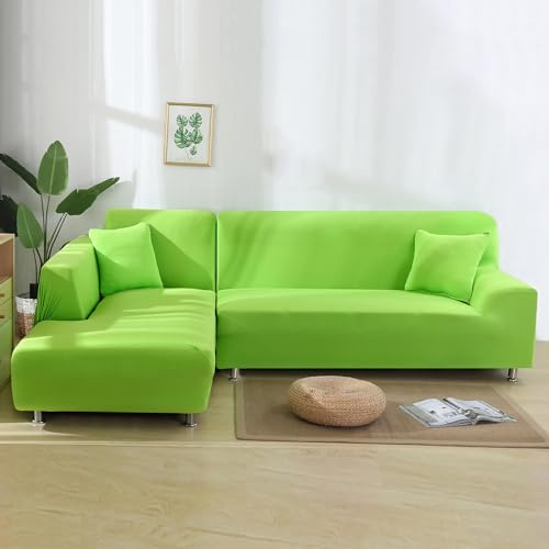 ZCXRYFL Sofabezug Stretch 1 2 3 4 Sitzer L/U Form Ecksofa Universal Couch üBerzug Einfacher Sofa Cover Aus Milchseide Kratzfeste SchutzhüLle FüR Katzen Hunde FüR Kinder,Green1-3Seater