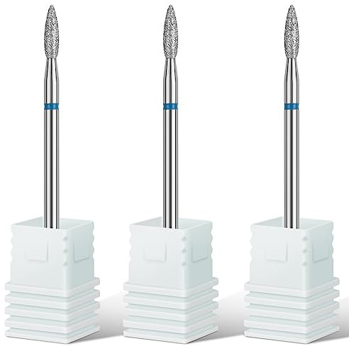 Rolybag Cuticle Nail Drill Bits Flame Shape Cuticle Drill Bit for Nail Diamond Drill Bit 3/32” Professional Safety Cuticle Clean Drill for Electric Remove Cuticle Dead Skin Manicure Tools (Medium)