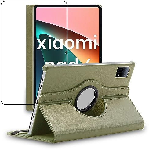 ebestStar - Funda para Xiaomi Pad 6, Pad 6 Pro, Carcasa Capa Giratoria, 360 Protectora, Cuero PU Soporte, Dorado + Cristal Templado
