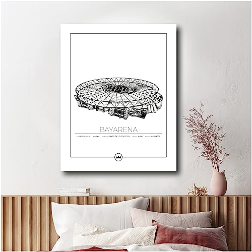 Sverigemotiv Fußballstadion Wandkunstdruck – Bundesliga Fußballmannschaften Eintracht Frankfurt -(Bayer Leverkusen, Bayarena, 40 x 50 cm)– Fußball geschenke jungen für Fussball-Enthusiasten