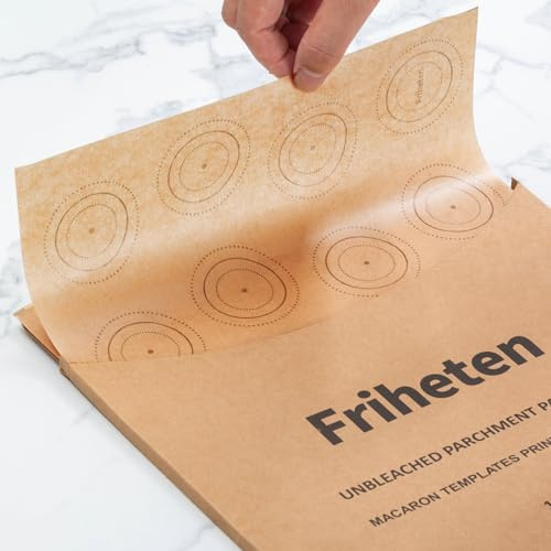 Macarons Keks-Pergamentpapier-Vorlage, vorgeschnittenes, kreisbedrucktes halbes Blatt, Pergament-Backpapier, antihaftbeschichtet und leicht zu reinigen, ungebleichtes Pergamentpapier zum Backen, 100