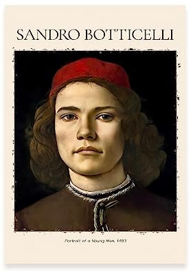 Nacnic Lámina poster de Retrato de un joven Cuadros decorativos para tu salón, dormitorio, hogar. Estampados de arte de pared. Impresiones de pared estética inspiradas en Sandro Botticelli A4