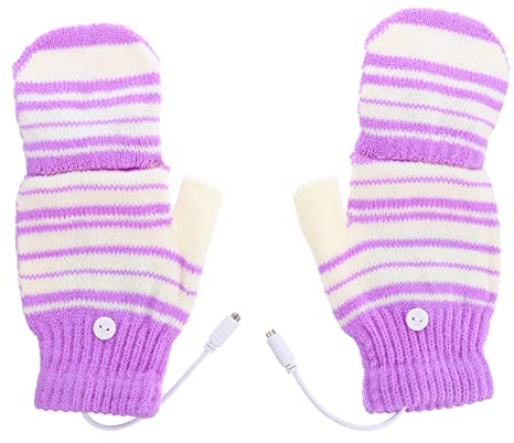 Toddmomy 1 Paar Usb Beheizbare Handschuhe Beheizbare Handschuhe Für Damen Beheizte Wärmere Handschuhe Fäustlinge Für Kaltes Wetter Ladehandschuhe Warm Halten Garn Violett Energie Fräulein