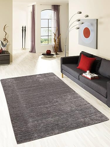 Rug Studios Teppich Talin | Farbe: Grau-Rot; Größe: 70 x 140 cm | strapazierfähig und leicht zu reinigen | Wohnzimmer | Schlafzimmer