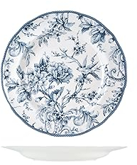 H&H Kensington Set 6 Piatti Frutta, in Porcellana, Blu e Bianco, 22cm, Stile Inglese