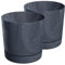 Tymar Pot de Fleur avec Soucoupe, Lot de 2 Pots de Plantes décoratifs en Plastique, Forme Ronde Moderne pour l'intérieur (ø 30 cm, (2pack) BÉTON Anthracite)