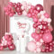 Retro Rosa Luftballons Girlande, 106Stk Hot Pinke Rot balloon Girlande Set, Rosa Ballon Bogen mit Konfetti Ballon für Frau Mädchen Geburtstag Party Dekoration, Brautparty Babyparty, Hochzeit Verlobung