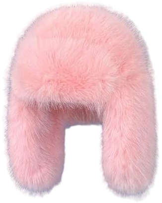 Tainrunse Verdickte Plüschmütze für Damen, Winterimitat, Nerz, Lei, Feng-Mütze, verdickt, warm, kältebeständig, Ohrenklappen-Hut, rose, 4XS
