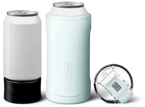 BrüMate Hopsulator Trio - Enfriador de latas aislado 3 en 1 para latas de 12 onzas / 16 onzas + vaso 100% a prueba de fugas con tapa, aislado para cerveza, refrescos y bebidas energéticas (agave azul)