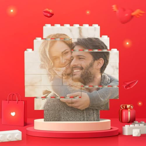 Personalisiertes Bausteine Puzzle mit Foto, Klemmbausteine Puzzle mit Eigenem Bild, Foto Puzzle Personalisiert zum Selbst Gestalten, Fotogeschenk für Mama Papa Paare zum Geburtstag Valentinstag