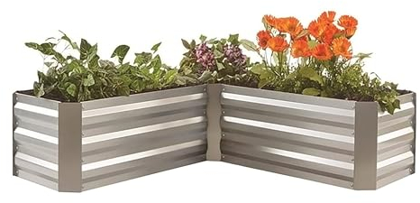 Spetebo Aiuola rialzata angolare in metallo – 120 x 45 cm – bordo per aiuole da giardino – fiori vegetali piante, 507428
