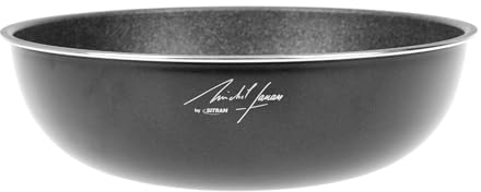Sitram 715400 Wok Aluminium pressé SITRAMOVIBLE Ø 28 cm H 8 cm - Revêtement intérieur anti-adhésif sans PFOA - Coloris Noir - Tout feux dont induction - Manche non Fourni