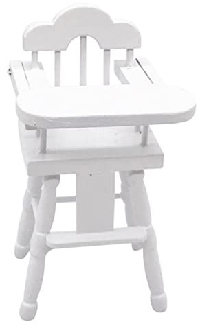 HEMOTON Mini Fütterungsstuhl Modell 1/12 Holz Puppenhausmöbel Zubehör Kompakter Baby Hochstuhl Für DIY Dollhouse Dekoration 5.2X5.5X9.7 cm