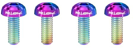 Low Profile Titanium Bolts for Bike Water Bottle Cages, M5X12 (Oil Slick, 4-Pack)