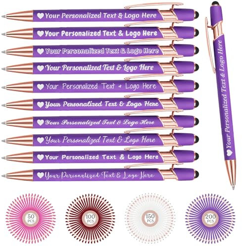 Penna Personalizzata con Incisione Nome Logo 10 Penne Personalizzate Penna Touch Regali Ufficio Datore Di Lavoro Sacerdote Testimone Nozze Laurea, Viola