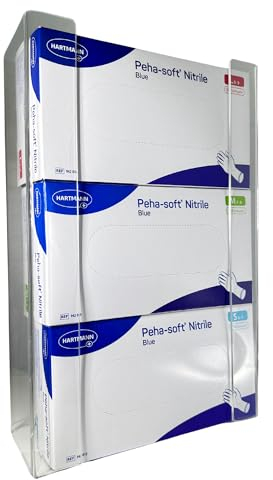 Vitamed Handschuhspender aus transparentem Acryl I Spender für Einweghandschuhe I Handschuhhalter I verschiedene Größen XS - XL I kompatibel für Handschuh Packungen 100/200 Stück (Trio)