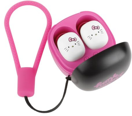 Konix Hello Kitty Écouteurs sans Fil pour Smartphones et tablettes - Autonomie 6 h + 15 h boitier - Connexion Bluetooth - Noir et Rose