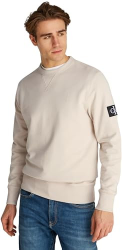 Calvin Klein Herren Badge Crew Neck J30j323426 Pullover-Sweatshirt, Grey (Oatmeal), XXL