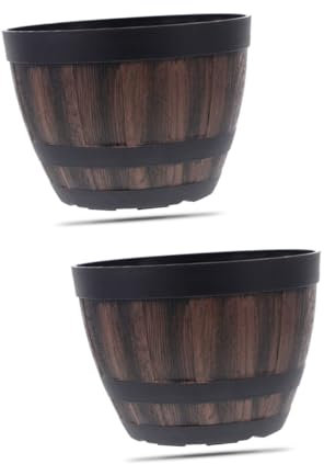 Supvox 2stücke Imitation Wooden Flower Pot Retro Pflanztopf Stabilem Kunststoff Für Garten Hydroponik Große Kapazität Vielseitig Einsetzbar Für Drinnen Und Draußen