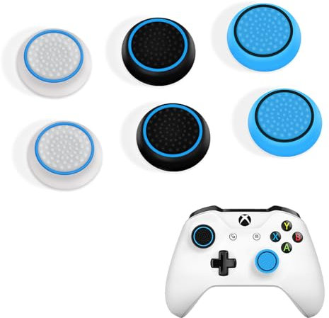 DLseego Thumbstick Agarre Tapas para PS4 PS5 Xbox Controller,6PCS Silicona Pulgar Stick Agarre Funda Puntos Tachonado Diseño Joystick Mando Pulgar Empuñadura Tapa,Azul