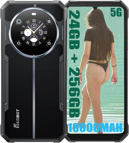 FOSSiBOT F109 5G Smartphone ohne Vertrag (2024), 10600mAh Akku / 18W, 24GB + 256GB, Octa Core, 50MP Kamera + 16MP, Android 14 6.75 Zoll, Simlockfreie Handys, W/ 1.32 Back Touch Screen, IP68/IP69K/NFC