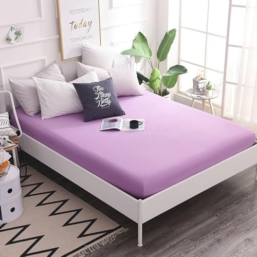 Homxi Spannbetttücher Boxspringbetten,(120 x 200 x 25 cm),Spannbett mit Elastisch Einfarbig Bettlaken Hellviolett