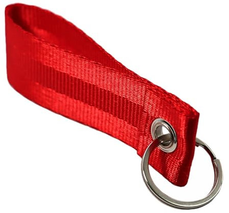 VmG-Store Schlüsselanhänger Schlüsselband 9x2,5cm für Auto Schlüssel Motorrad Schlüsselbund mit Schlüsselring Motorsport Sportgurt Tuning Zubehör langlebig S146 (Rot)