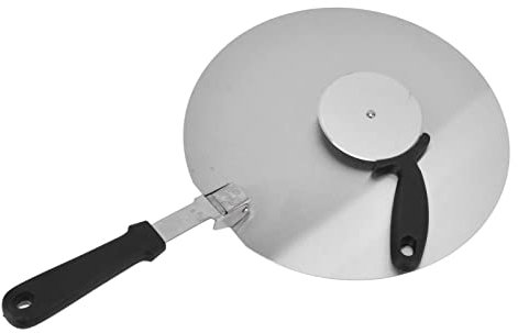 Rueda grande para cortar pizza, elevador de pasteles para cáscara de pizza, elevador de pizza, cáscara de pizza con mango de madera, espátula de pizza inoxidable, bandeja para