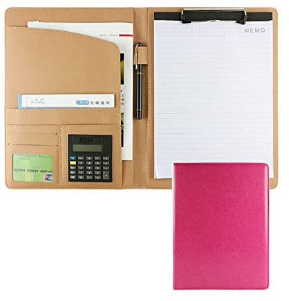 MYRDBT Porte Documents A4 Conférencier, Porte-Documents avec Presse-papiers et Calculatrice pour Homme en Cuir PU personnalisé