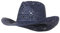 GEMVIE Cowboy Cowgirl Summer Straw Hat Wide Brim Hollow Out Cowboy Beach Sun Hats for Women Ladies Navy-Blue