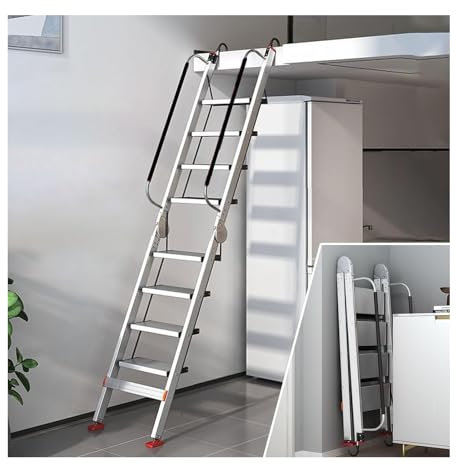 Scala di uscita pieghevole per soffitta, scale universali salvaspazio per soffitta/cantina/appartamenti, scala antincendio con strisce antiscivolo