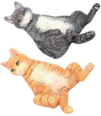 Toyvian 2piezas Estatua De Gato Decorativa Decoración De Escritorio Juguete De Gato Simulado