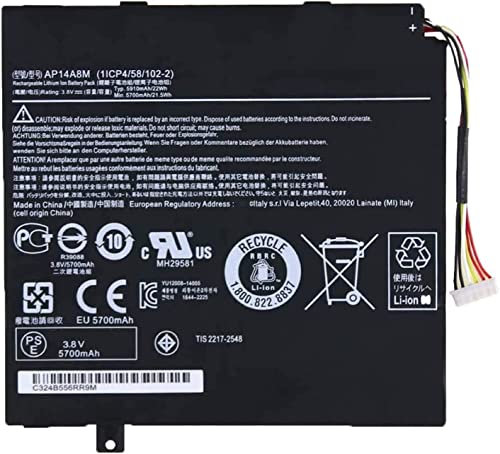 3,8 V 22 Wh AP14A8M AP14A4M 1ICP4/58/102-2 Batterie de rechange pour ordinateur portable Acer Iconia 10 A3-A30 A3-A20 NTL4TET016 Aspire Switch 10 SW5-011 SW5-012 SW5-012P Series